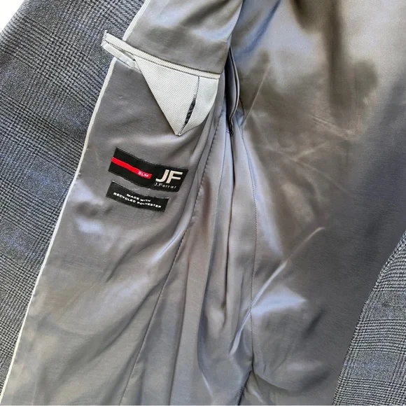 JF Ferrar Charcoal Glen Suit Jacket Blazer Slim Fit Comfort Mens 36 REG NEW $200